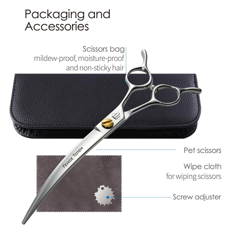 Dog Grooming Scissors: 7.5" Pet Shears Made Of Japanese VG10 Advanced Stainless Steel Professional Grooming Scissors for Dogs Cats and Other Pets Curved 7.5" - PawsPlanet Australia