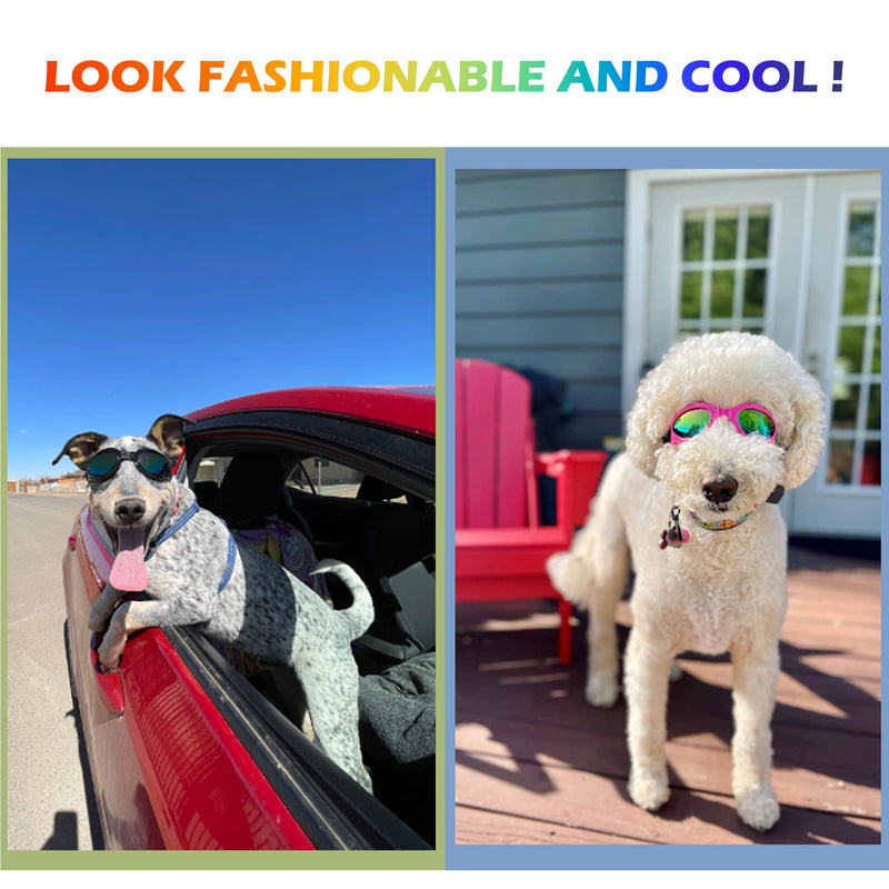 Dog Goggles, Pet Glasses UV Protection,Goggles with Adjustable Strap for Small Size Dogs,Summer Pet Decoration(Red Frame) Red Frame - PawsPlanet Australia