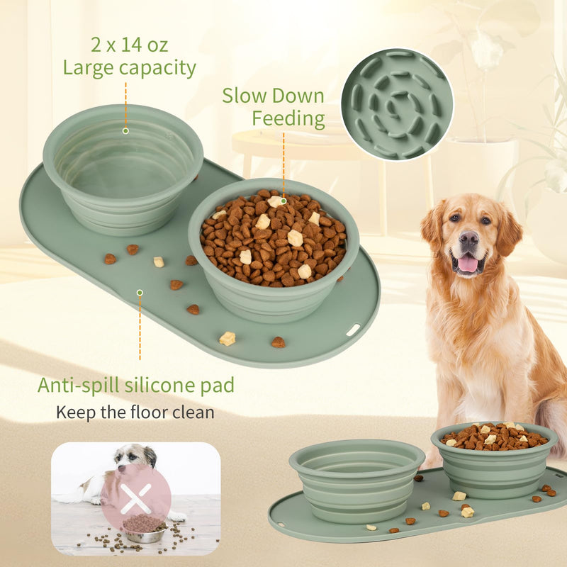 Collapsible Dog Bowls Travel Water Bowl, Silicone Dog Bowls Small Size, Puppy Bowls for Dogs Cats Pet Foldable Feeding Watering Dish Traveling Camping Walking(Green) green - PawsPlanet Australia