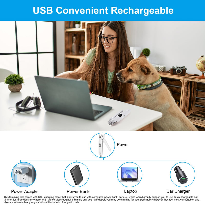 SZMDLX Cat & Dog Nail Trimmers, Electric Rechargeable Dog Nail Clippers & Dog Nail Grinder with 2 LED Light Paws Grooming Kit, Dog Nail File Quiet Pet Nail Clippers & Grinder Trimmer for Dogs and Cats - PawsPlanet Australia