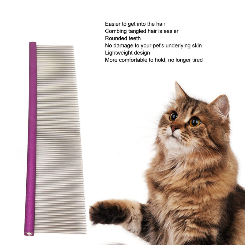 Greyhound Comb For Dogs, Metal Dog Comb Dog Combs with Rounded Ends Dog Comb Cat Comb For Removing and Knots Grooming Tool For Long Short Haired Dog (Purple 19cm/7.5in) Purple 19cm/7.5in - PawsPlanet Australia