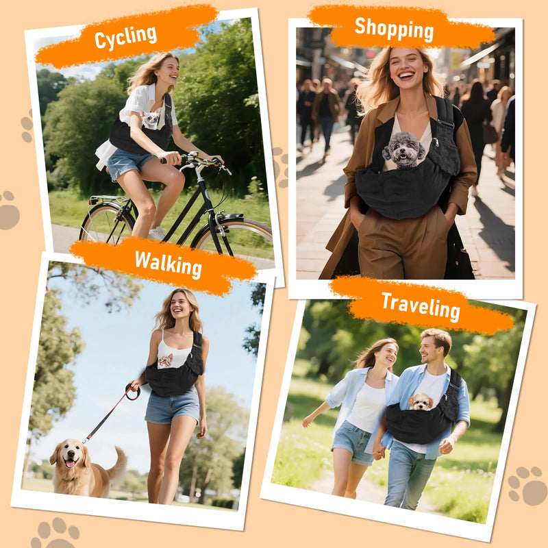 Dog Carrier Sling, Hand Dog Carrying Bag, Puppy Sling with Adjustable Shoulder Strap, Front Pocket, Machine Washable Pet Carrier Bag Shoulder Bag for Puppy Cat Pet - PawsPlanet Australia