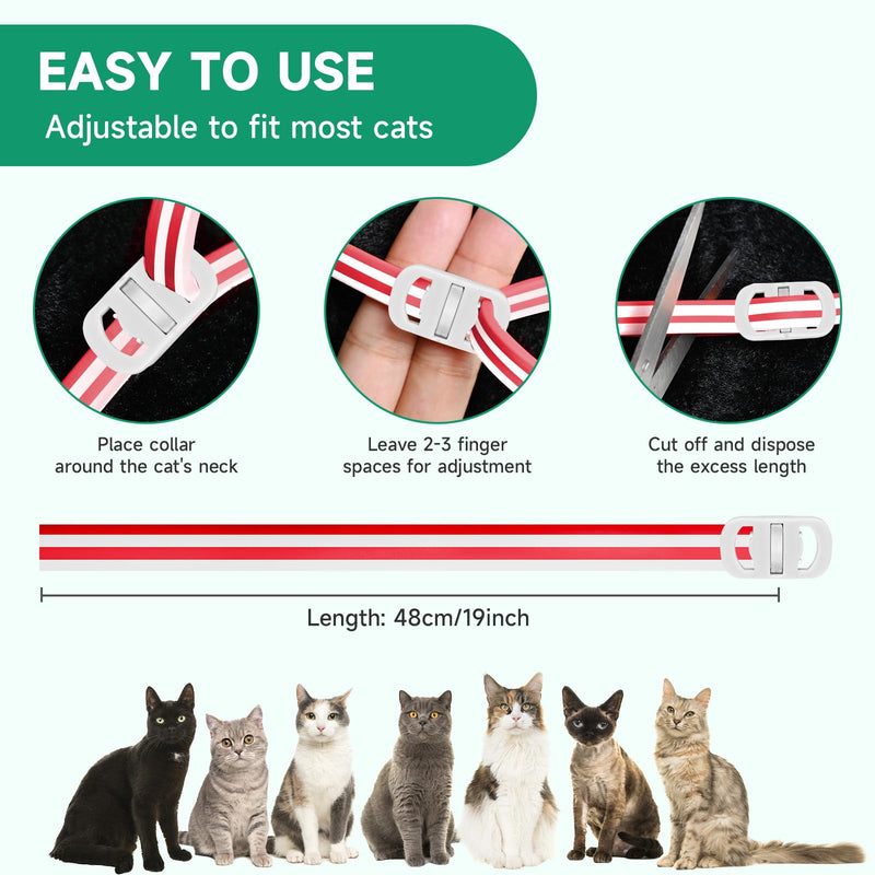 4 Pack Cat Flea Collars, Cat Flea and Tick Treatment, 32 Months Protection Flea and Tick Prevention for Cats, Waterproof Flea Collar for Cats, One Size Fits All, Red and White