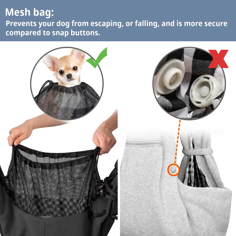 CUBY Dog and Cat Sling Carrier - Small Dog Carrier Sling with Adjust Strap & Zip Pocket, Hands Free Soft Dog Slings for Small Dogs Cats Puppy Pets Outdoor Travel Safety Purse Bag (Black) Black Adjust strap 1.0
