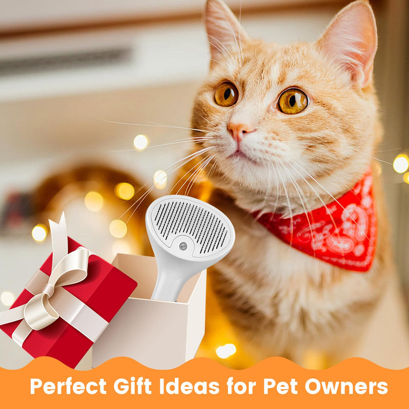Pet Steam Brush for Dog & Cat, 4 in 1 Self Cleaning Cat Steam Brush for Shedding, Mist Spray Hair Removal Comb for Long Haired Pet Grooming, Effectively Prevents Flying Fur and Reduce Static