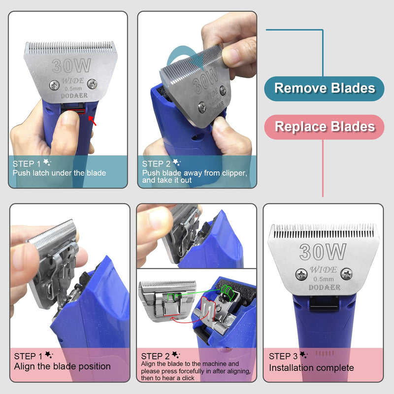 Detachable Pet Dog Grooming Blades-Size 10W Dog Grooming Wide Blade,Cutting Length 1/16" 1.5mm,Compatible with Andi-s,Oster A5,Wahl km10 Clippers 10W-1.5MM - PawsPlanet Australia