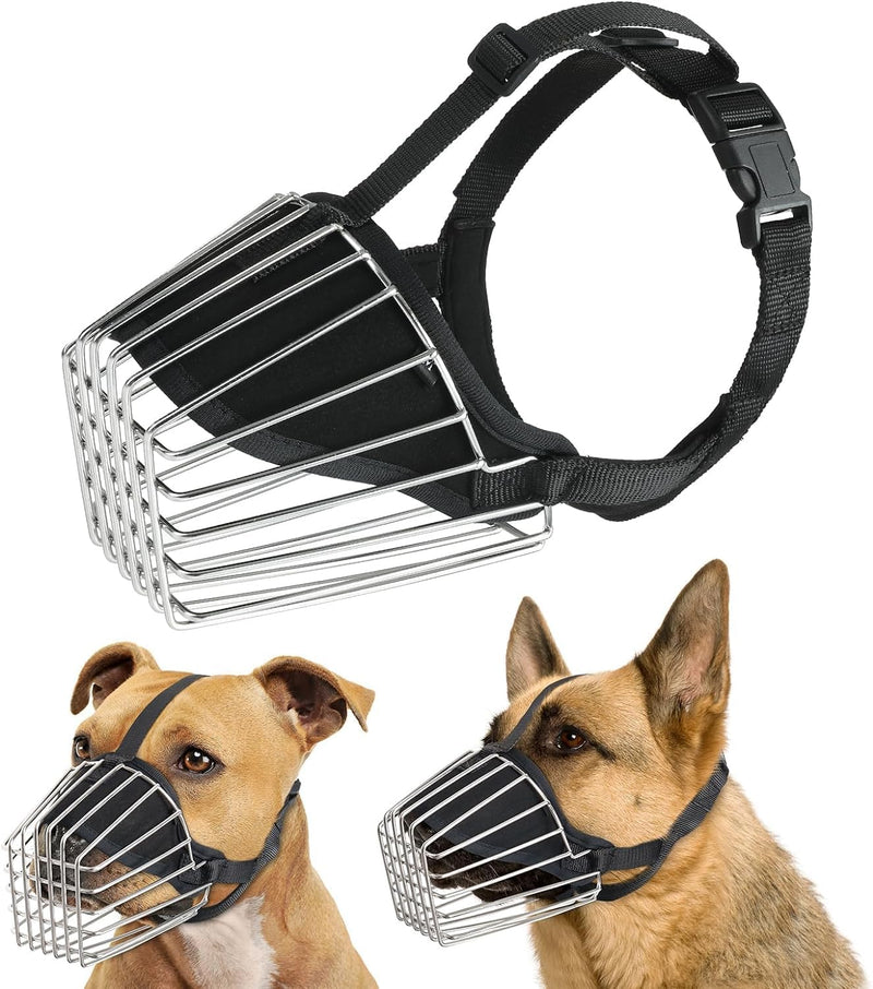 Mayerzon German Shepherd Wire Basket Dog Muzzle Pitbull Great Dane Metal Cage Muzzles with Soft Padding Iron Dog Mouth Guard for Training and Grooming S(Snout 11-13") - PawsPlanet Australia