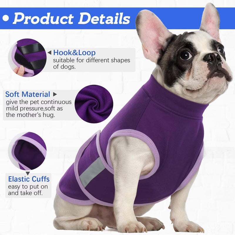 MIGOHI Dog Anxiety Relief Coat,Comfort Anxiety Vest for Dogs,Adjustable Dog Anxiety Calming Wrap for Fireworks,Thunderstorm,Travel, Separation, Dog Anxiety Jacket for Dogs for Small Dogs S Purple - PawsPlanet Australia
