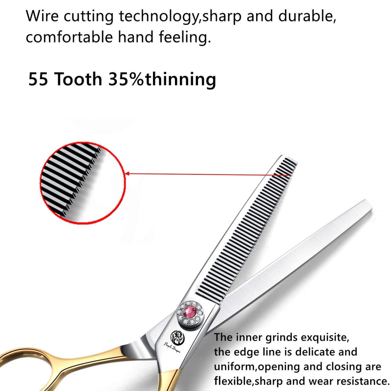 6.5 Inch Professional Golden Pet Dog Cat Grooming Thinning Shears Scissor Light Weight Japan 440C Stainless Steel D-golden - PawsPlanet Australia