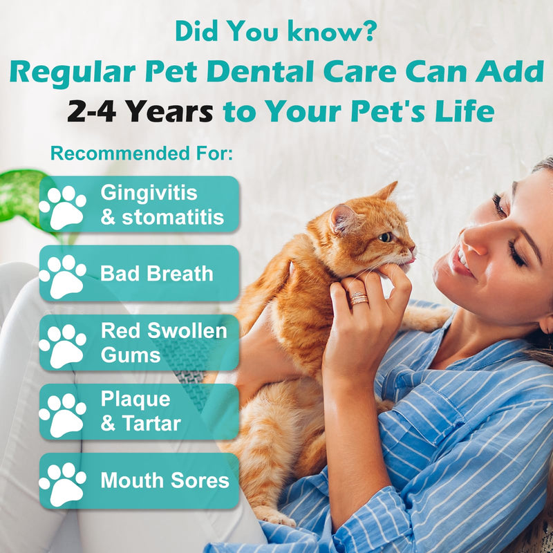 Cat Dental Care, Bad Breath, Stomatitis & Gingivitis Treatment for Cats, Cat Gum Disease Treatment, Cats Oral Health for Teeth, Gums, Mouth and Tartar, 400 Tiny Tablets - PawsPlanet Australia
