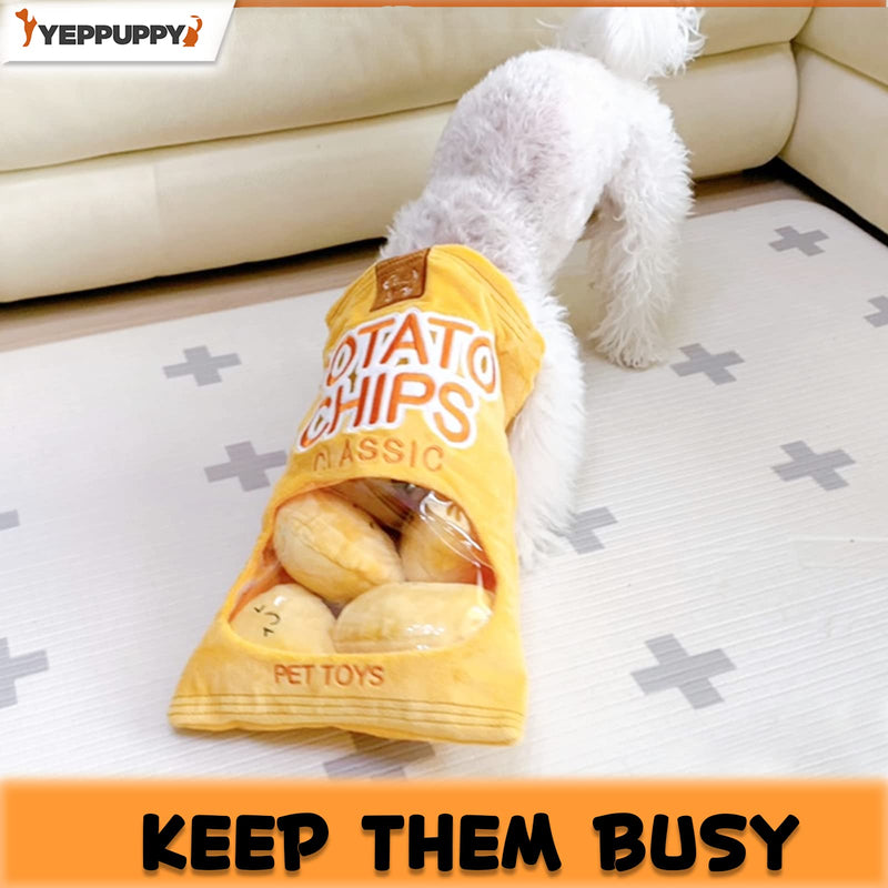 YEPPUPPY Cute Snuffle Dog Toys–Fun Crinkly Squeaky Plush Nosework Dog Toys- Enrichment , Mental Stimulation, Interactive Dog Toys – Treat Puzzle Toy for Natural Foraging Skills– Chip and Potato Toys - PawsPlanet Australia