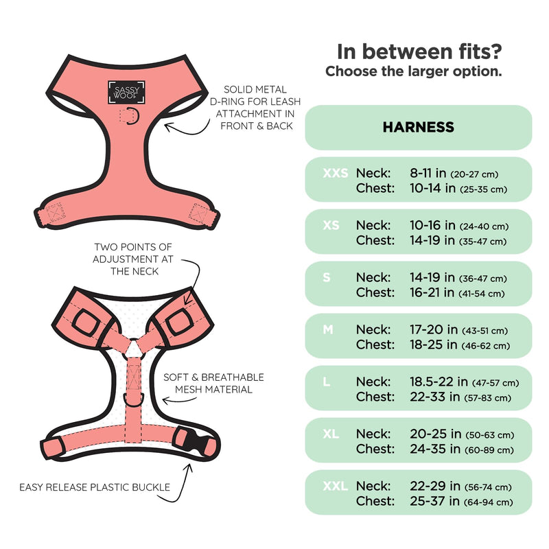Sassy Woof Dog Adjustable Harness - Scooby-Doo™ - S, Breathable Mesh, No Pull Design with Two D-Rings, Patented Design, Perfect for Small Dogs and Puppies - Officially Licensed - PawsPlanet Australia