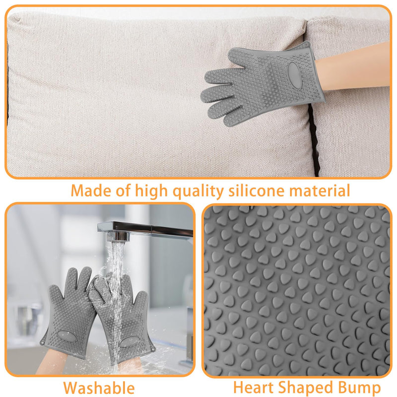 Pet Hair Remover Gloves - Sticker Gloves Clean Pet Hair on Furniture with Ease, Suitable for Soft and Irregular Surfaces. Such as Sofas, Pillows, Mattresses, Cat Trees. (Silicone, Grey(2 PCS) Grey(2 Pcs) Silicone - PawsPlanet Australia