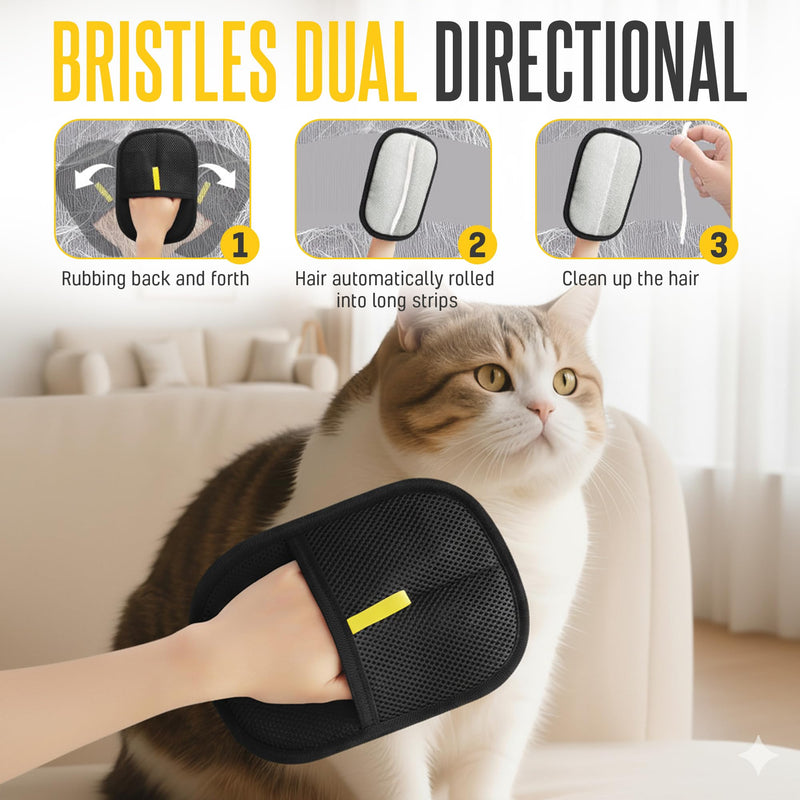 Reusable Electrostatic Pet Hair Remover Glove, Black Mesh Grooming Mitt, Magic Brush Glove Pet Hair Tool for Dogs and Cats. - PawsPlanet Australia