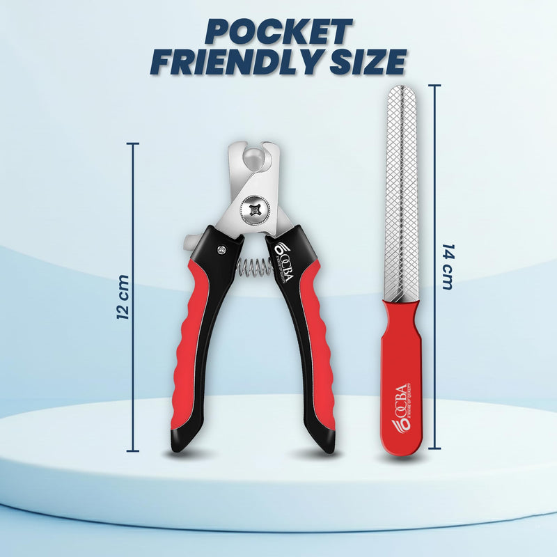 Dog Nails Clippers with Safety lock & Nail File Professional Dog clippers suitable for all sized Breeds Protection Guard to Prevent Over Cutting suitable for Cats Rabbits (Red Black, Small) Red Black