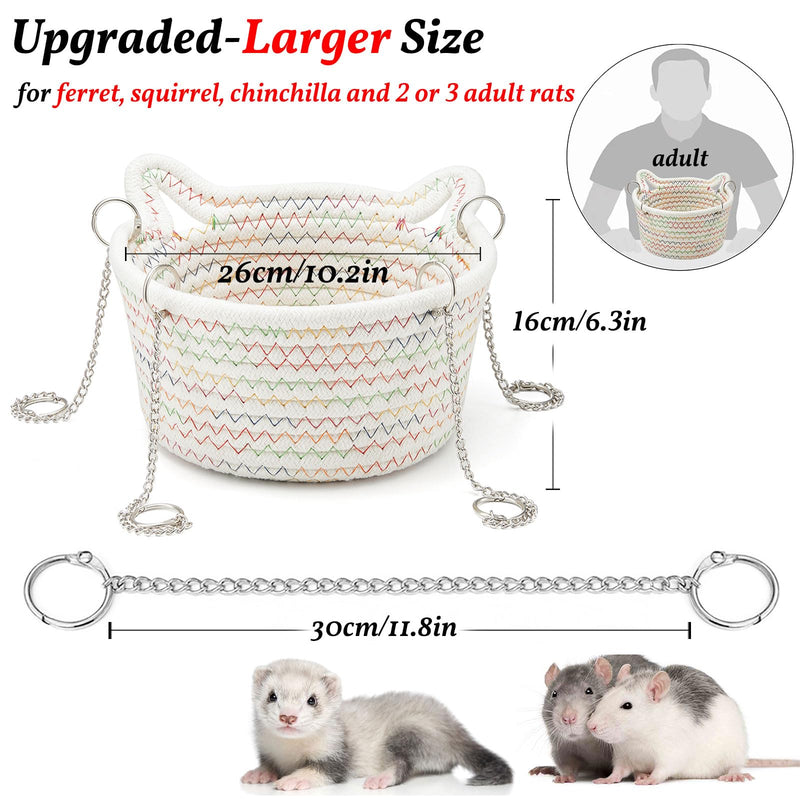 JWShang X-Large Small Rat Hammock for Cage Chew Proof, Hanging Rat Bed Basket, Durable Rat Cage Accessories Hammock With Sturdy Chains, Rat Snuggling Sleeping Nest for Small Animals Mice, Sugar Glider