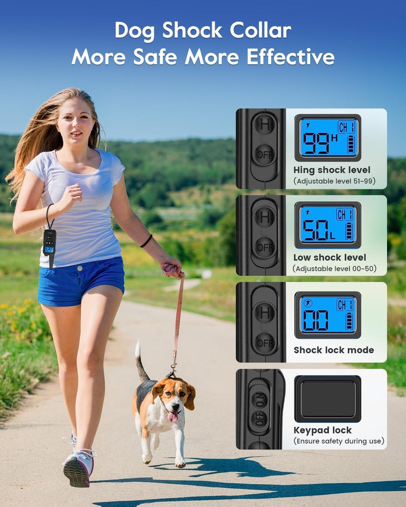Dog Training Collar with 7 Training Modes, 4200Ft Remote Electronic Dog Shock Collar, Electric Shock Collar for Small Medium Large Dogs (Green) Green - PawsPlanet Australia