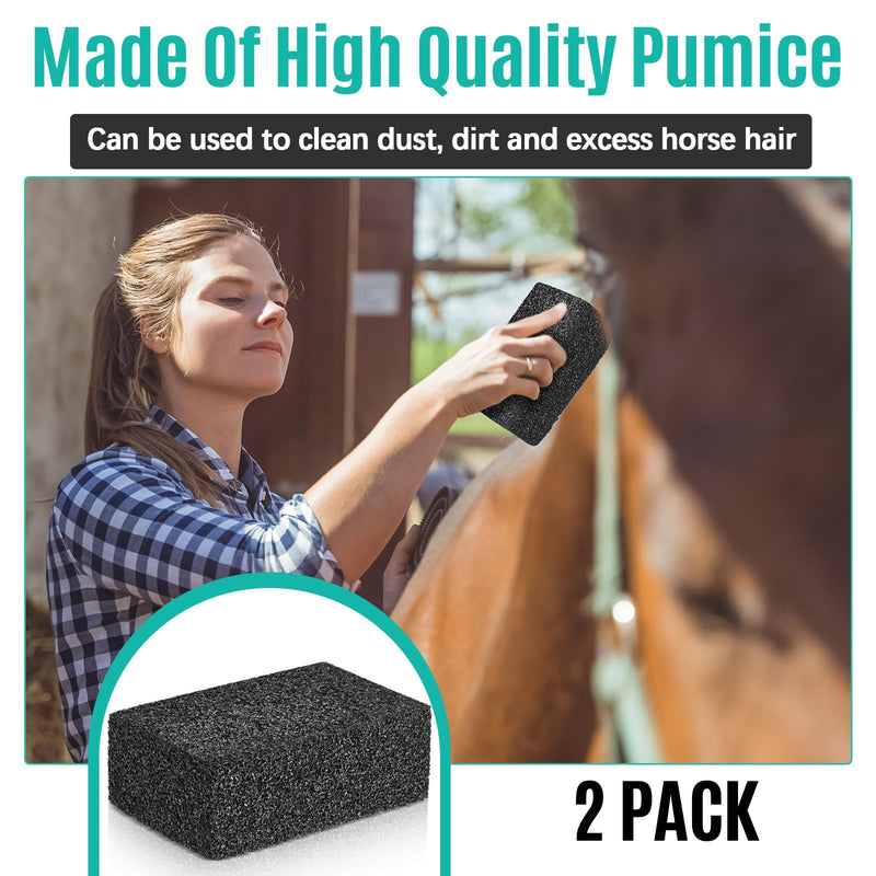 2 Pcs Slick and Easy Horse Grooming Block, Quartz Stone Pets Hair Remover Grooming Tool Rock Reusable Dog & Cat Hair Cleaner for Carpet Upholstery Auto Interiors 3.9 x 2.8 x 1.5 Inch - PawsPlanet Australia
