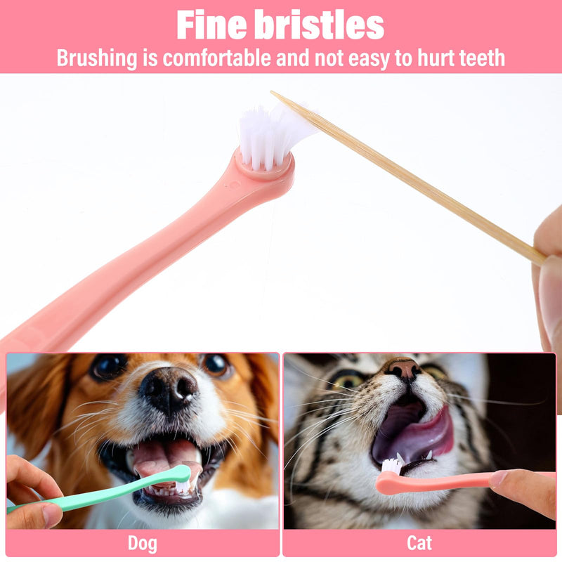 3 Pack Toothbrush for Small Dogs, Mini Pet Toothbrush for Teeth Clean, Soft Cat Tooth Brush for Puppy, Kitten, Other Small Pets(Pink, Blue, Green)
