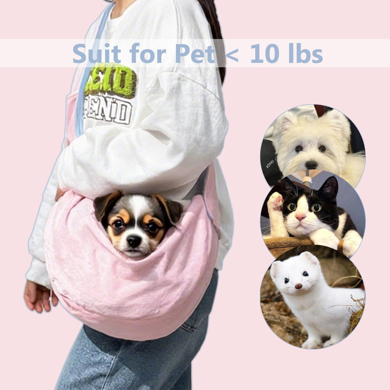 Dog Sling Carrier for Small Dogs, Hands-Free Puppy Carrier for Pet 0-15 lbs, Lightweight Cuddler Pouch, Comfortable Fleece Slings for Small Animal (Pink) Pink-Large - PawsPlanet Australia