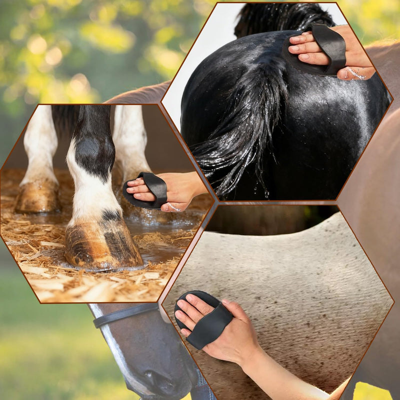 Rubber Curry Comb with Handle, Horse Grooming Brush & Shampoo Brush for Dogs, Cats & Horses, Shedding Curry Comb for Short & Long Hair, Pet Bathing & Shower Supplies Rubber Curry Comb - PawsPlanet Australia