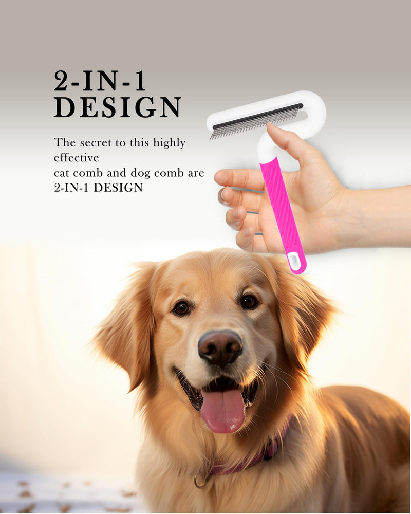 TailGurus Pet Flea Comb, Steel Teeth for Dogs & Cats, Professional Grooming Tool with Anti-Slip Handle, Pink - PawsPlanet Australia
