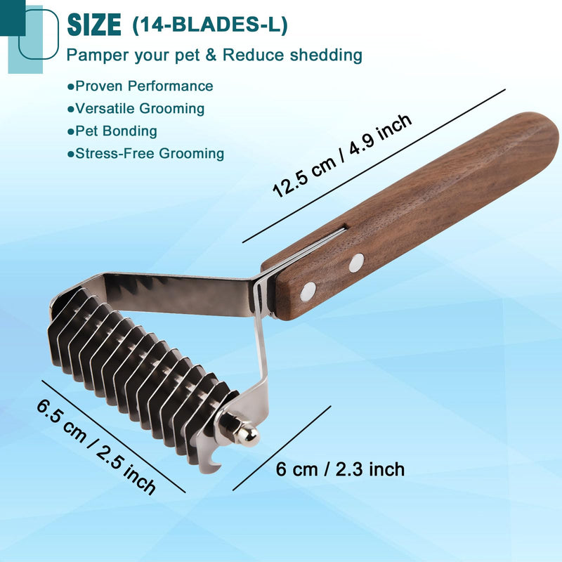 coat king undercoat rake dog grooming comb,dog brushes for Shedding Stripping Brush Pet Dematting Comb for Dogs and Cats(14-Blades-L) 14-Blades-L - PawsPlanet Australia