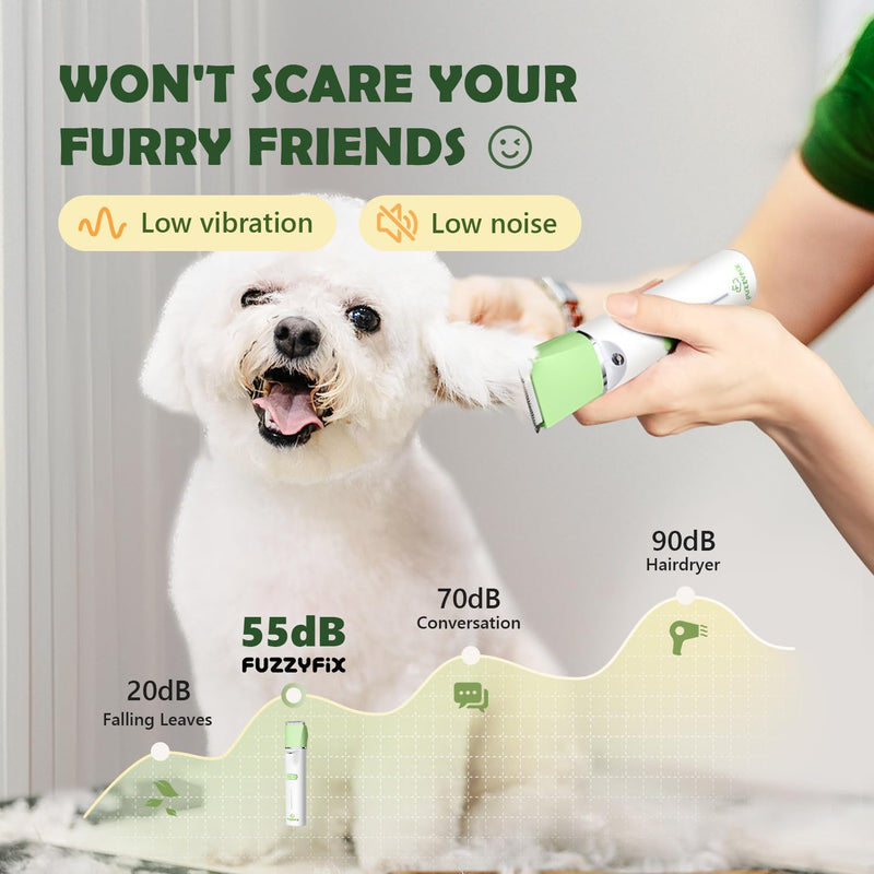 Dog Grooming Kit with LED Light, Low Noise Rechargeable 4 in 1 Pet Clippers for Matted Hair, Cordless Electric Cat Paw Trimmer Dog Nail Grinder, Grooming Supplies for Cat and Small Dogs