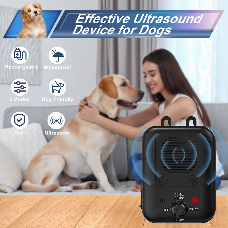 Anti Barking Device, Rechargeable Dog Barking Control Devices Sonic Bark Deterrent Devices Ultrasonic Anti bark Device for Dogs with 3 Modes, Dog Barking Silencer Indoor Outdoor K4 Black