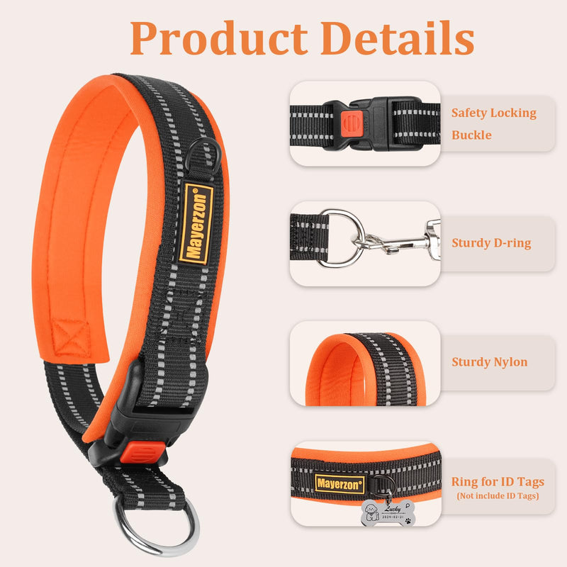 Mayerzon 1.5" Wide Martingale Collar for Large Medium Small Dogs Pitbull German Shepherd, No Pull Reflective Slip Martingale Dog Collar with Buckle Soft Padded for Walking Training(Orange, M) Fall Maple Blaze M: 14.5"-16.25"