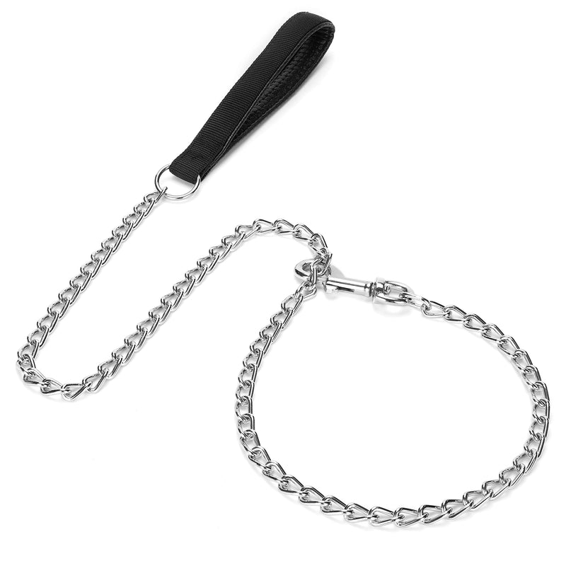 SGODA Metal Chain Heavy Duty Dog Leash, Chew Proof Dog Leash with Soft Handle for Large & Medium Size Pets Walking(4 ft. x 3.0 mm Black) 4 ft x 0.12 in - PawsPlanet Australia