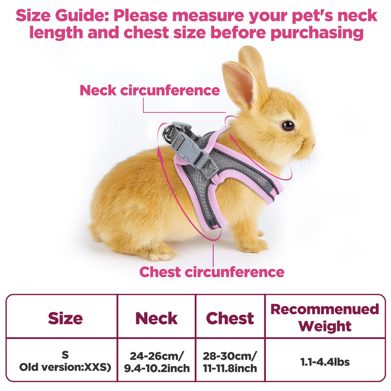 Bunny Harness and Leash Adjustable Bunny Harness and Leash Set, Breathable Pet Vest, Small Dog Harnesses, Small Kitten Puppy Rabbit Walks Accessories, with Reflective Strips, Pink and Grey - PawsPlanet Australia