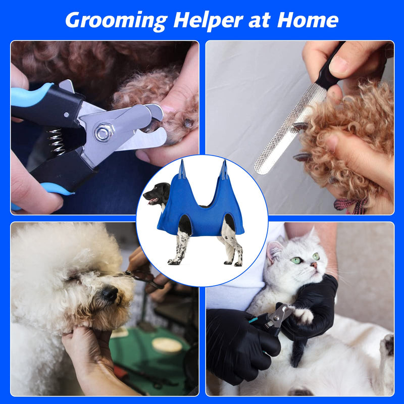 ATESON Pet Grooming Hammock for Medium/Large Dogs with Nail Clippers/Nail Trimmers/Grooming Scissors, Dog Grooming Harness for Nail Trimming, Pet Grooming Sling Helper L for Large Dogs 50LB Blue