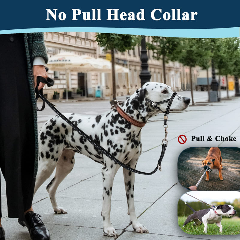 BARKLESS Dog Head Collar, No Pull Soft Head Halter with Safety Clip for Heavy Pullers, Strong Dog Training Halter Stops Pulling for Walking Medium Large Dogs XL Black