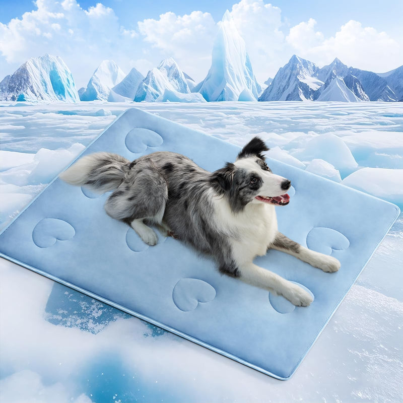 Cooling Blanket for Dogs, Lightweight & Durable Dog Cooling Mat, Q-MAX>0.45 Soft Breathable Pets Comforter for Couch, Bed & Car Essential - Light Blue 50x60 Inches 50''x60'' - PawsPlanet Australia
