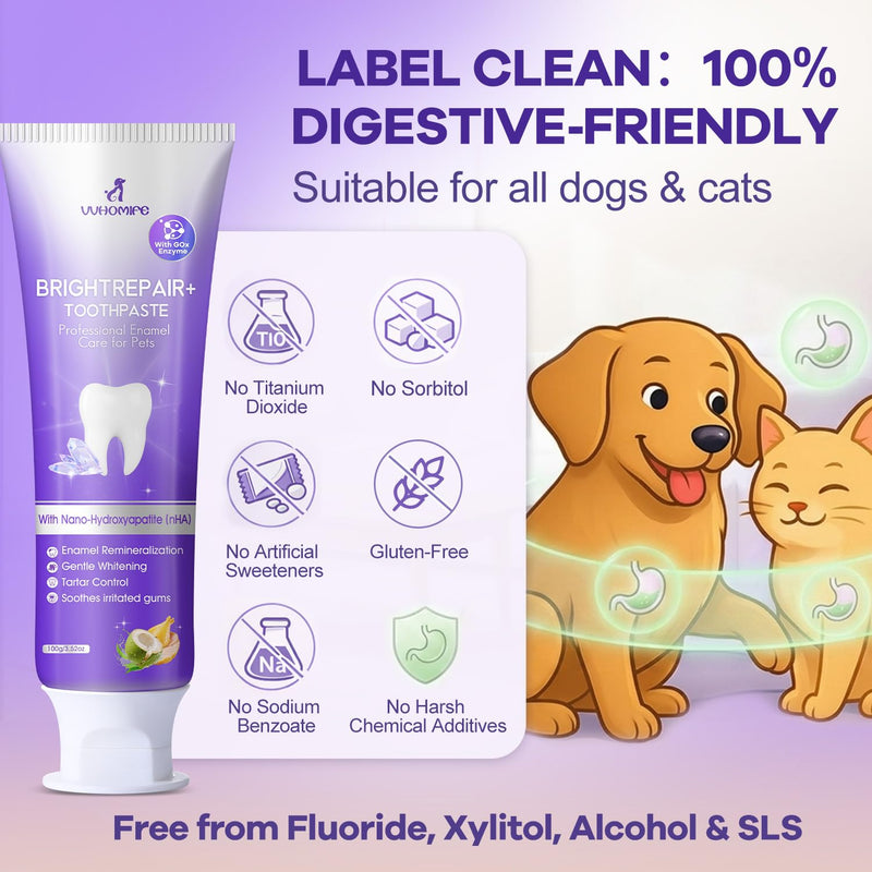 Tiny Dog Toothbrush for Small Dogs 2pcs + 6% nHA Pet Dual-Enzymatic Toothpaste