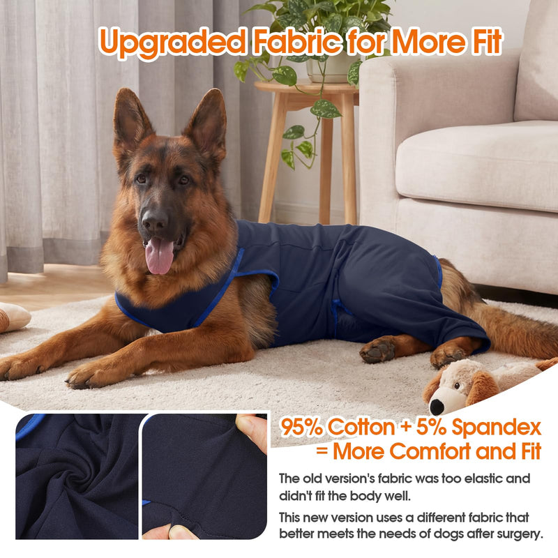 Dog Recovery Suit for Rear Legs,Dog Pants to Prevent Licking,Sleeve for Dogs Rear Legs Abdomen,Dogs Leg Sleeve to Stop Licking,Doggy Onesie for Surgery Female Male,Pet Cone Alternative 3XL Navy Blue