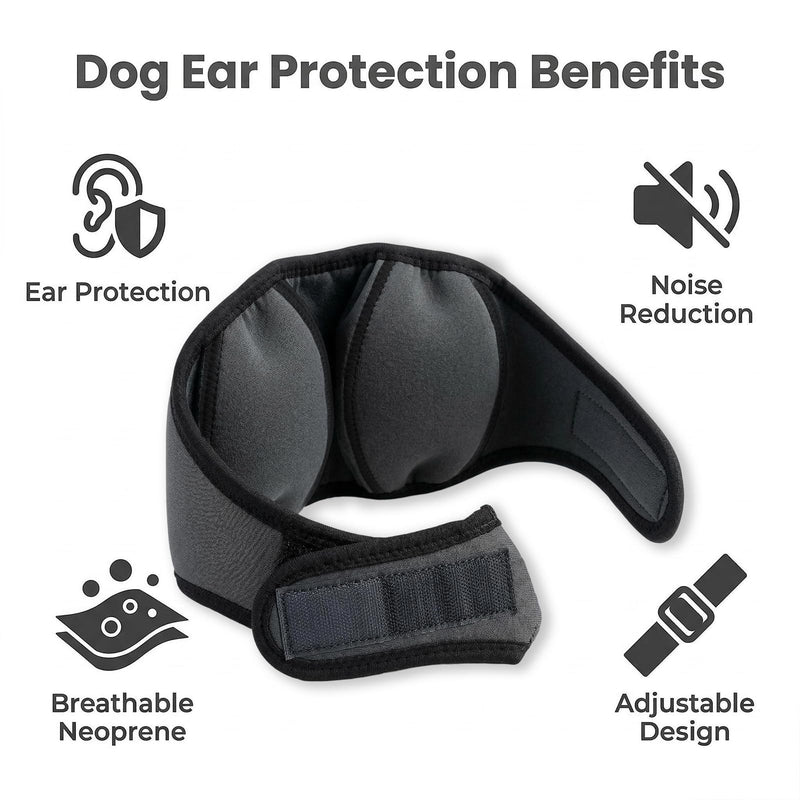 Ear Protection for Dogs, Earmuffs, Dog Noise Protection for Dogs, Hearing Protection, Dogs, New Year's Eve with Sound Insulation, Adjustable Fit, Soothing, Anxiety Relief (Black/L) L