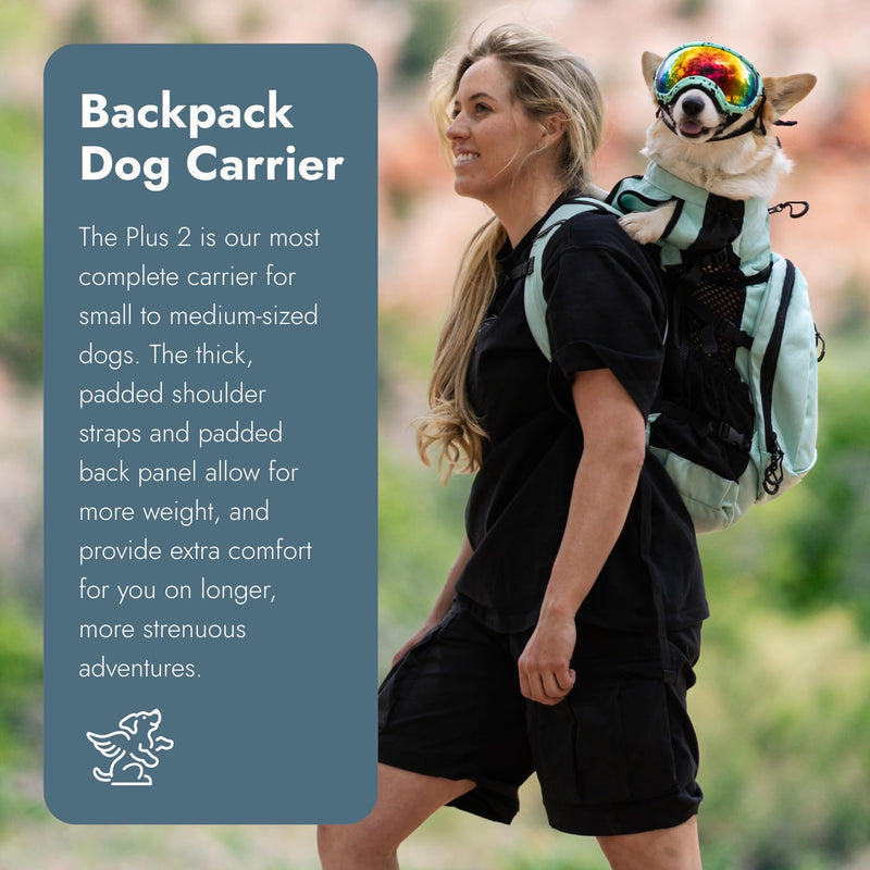 K9 Sport Sack Plus 2 - Medium, Light Grey - Ideal for Dogs 17-19” Long - Adjustable, Backpack-Style Carrier with Multi-Functional Storage Pack, Thick Shoulder Straps & Padded Back Panel - PawsPlanet Australia