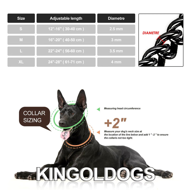 Black Dog Chain Collar Stainless Steel Black Dog Collar Adjustable Walking, Metal Cuban Link Dog Collar Chew Proof Double Row Chain Dog Collar for Large Small Medium Dogs L 22"-24" - PawsPlanet Australia