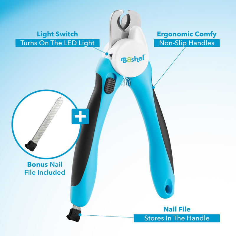 Boshel LED Large Dog Nail Clippers with Quick Sensor, Light, and Safety Guard, Pet's Sharp Toenail Cutter and File - PawsPlanet Australia