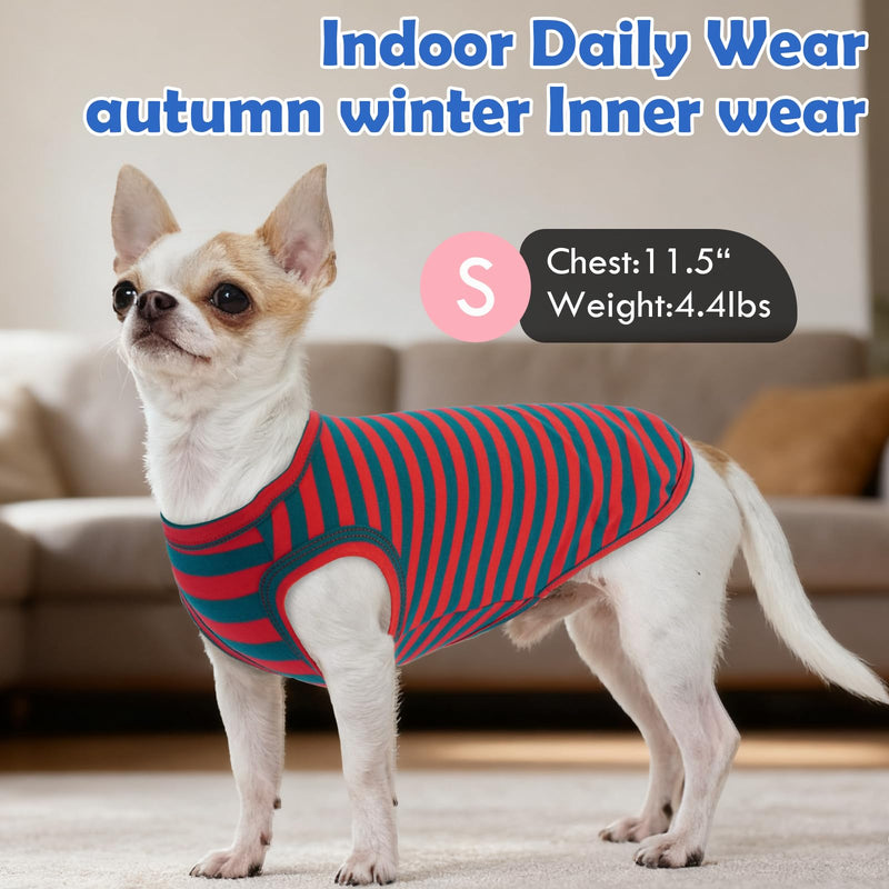 3 Pack Christmas Dog T-Shirt,Printed & Striped Set,Sleeveless Vest Autumn Winter Indoor Lounge Wear,Soft Lightweight Dachshund Clothes,Festival Party Cute Outfits(Red&Green,L) Red-Green-Stripes Large?Chest:18"?
