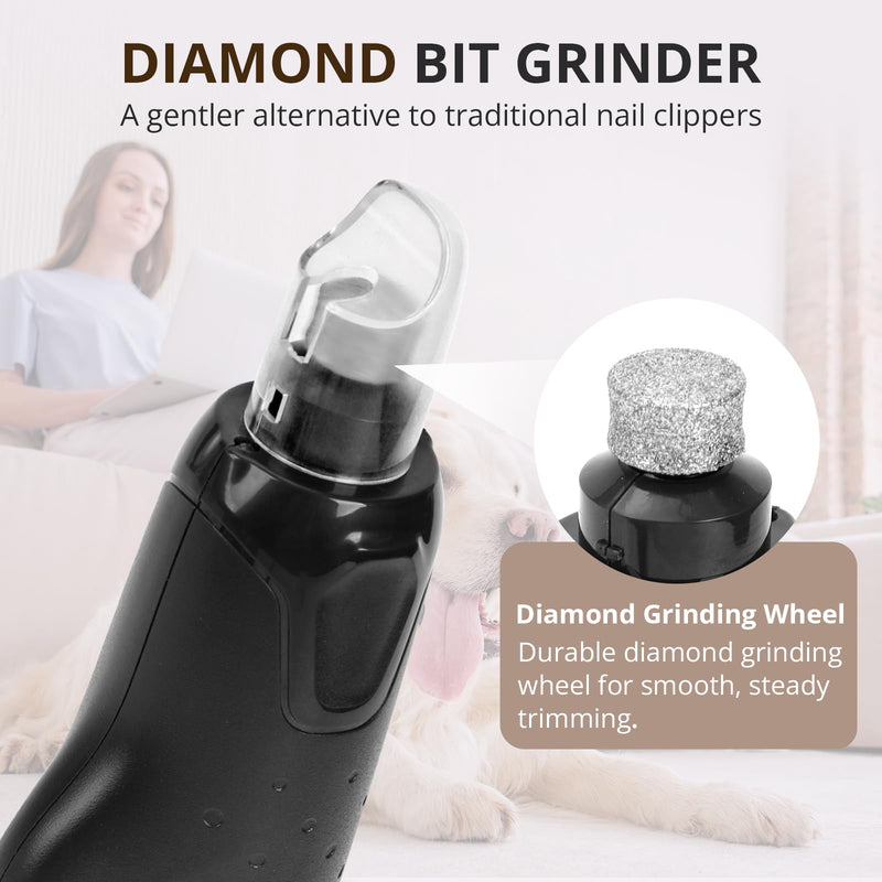 6-Speed Quiet Dog Nail Grinder with LED Light, Low-Vibration Electric Pet Nail Trimmer for Dogs and Cats, Safe Grooming Kit for Beginners, Complete Set with Storage Case