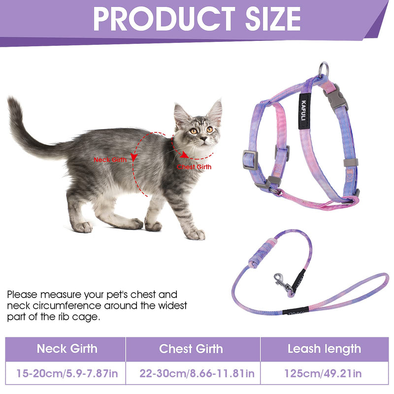 Cat Harness and Leash Set, Adjustable Gradient Kitten Harness Escape Proof Harness with Leash for Kitty Outdoor Walking (Gradient Purple) Gradient Purple - PawsPlanet Australia