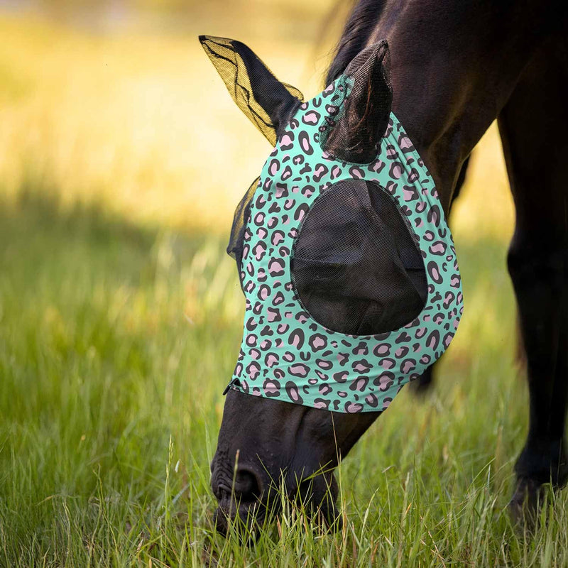 Jeffers Expression Lycra Horse Fly Mask – Full Size, Party Cheetah – Lightweight Stretch Horse Mask with Mesh Eyes & Ears, Breathable Lycra Mask for Horses, Equine Summer Apparel & Gear - PawsPlanet Australia