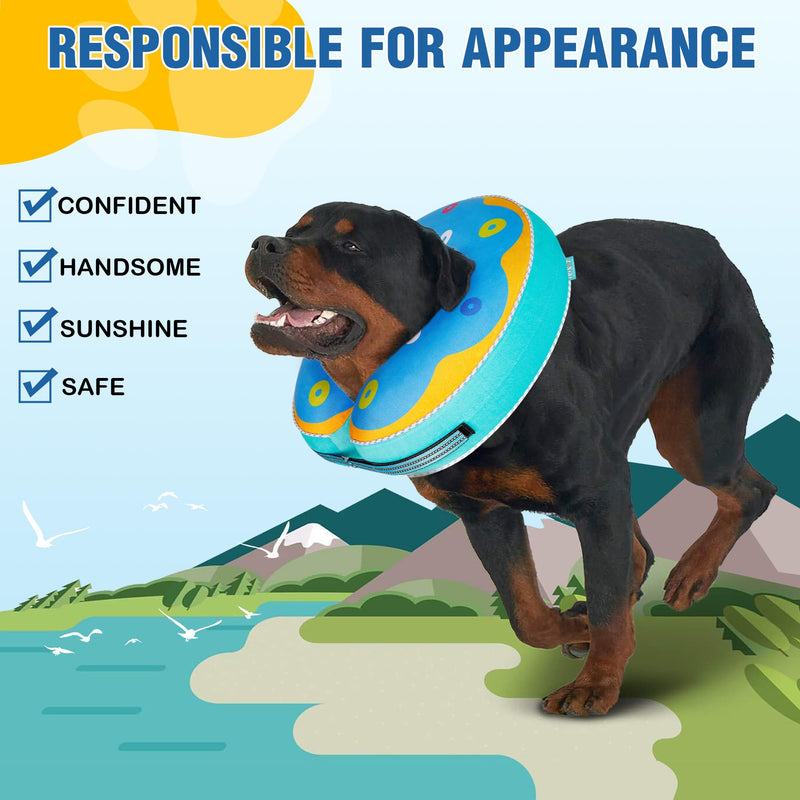 Inflatable Reflective Dog Cone Collar Alternative After Surgery,Dog Neck Donut,Recovery Soft Protective E Collar,Adjustable,for Small Medium and Large Dog Cats (Blue, XL) XL(Neck 18"-24") - PawsPlanet Australia