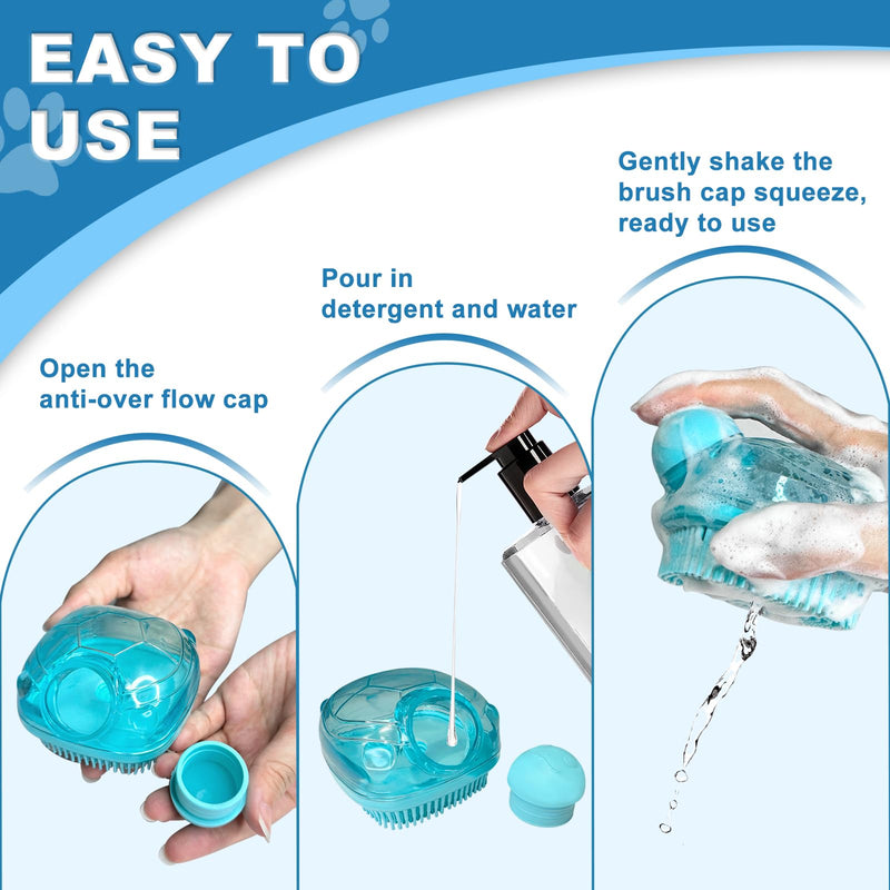 3PCS Dog Bath Brush, Dog Shampoo Brush, Dog Scrubber for Bath,Dog Bath Products are Suitable for Short, Long haired Dogs, Cats, Large Dogs, and Small Dogs Pet shower set-c - PawsPlanet Australia