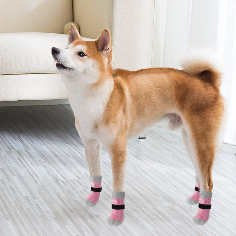 SCENEREAL Anti-Slip Dog Socks to Prevent Licking Paws, Dog Shoes for Hot/Cold Pavement, Dog Boots & Paw Protectors with Grippers for Hardwood Floors, Dog Booties for Small Medium Large Senior Dogs S(Pack of 6) Pink Pearl Paw - PawsPlanet Australia