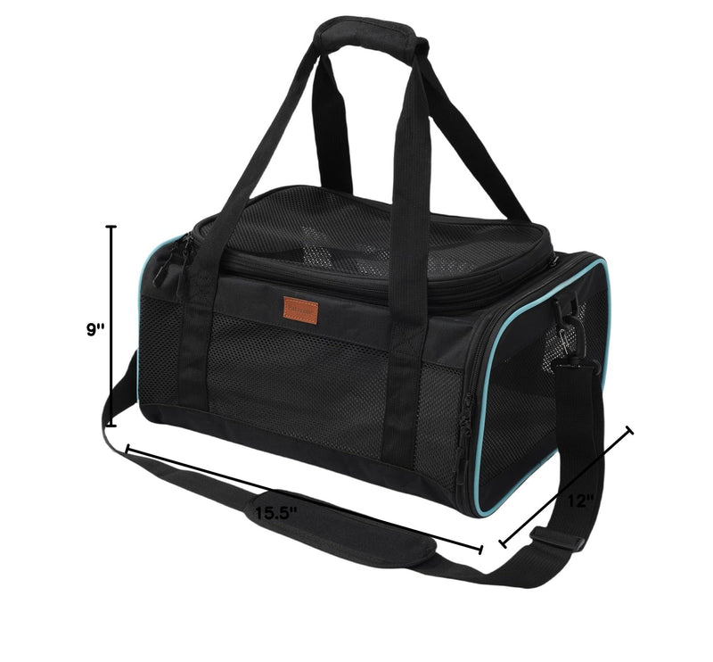 Cat Carriers Soft Small Dog Carrier Airline Approved Softsides Pets Bag,Black,Lightweight,Luxury Style,Top Expandable,Guaranteed on Cabin Board Flight Travel Recommend Under 15 lbs 15.5"L x 12.0"W x 9.0"H Black - PawsPlanet Australia
