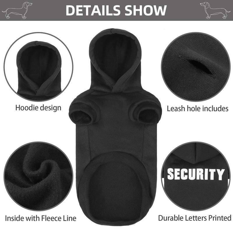 BINGPET Security Dog Hoodies Dachshund Sweater Cold Weather Dog Coats Soft Brushed Fleece Pet Clothes Hooded Sweatshirt for Dog Cat #1 Black(Security) Small (Chest Girth 13",Dachshund Recommend)